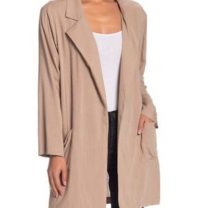 Beige notch collar long cardigan